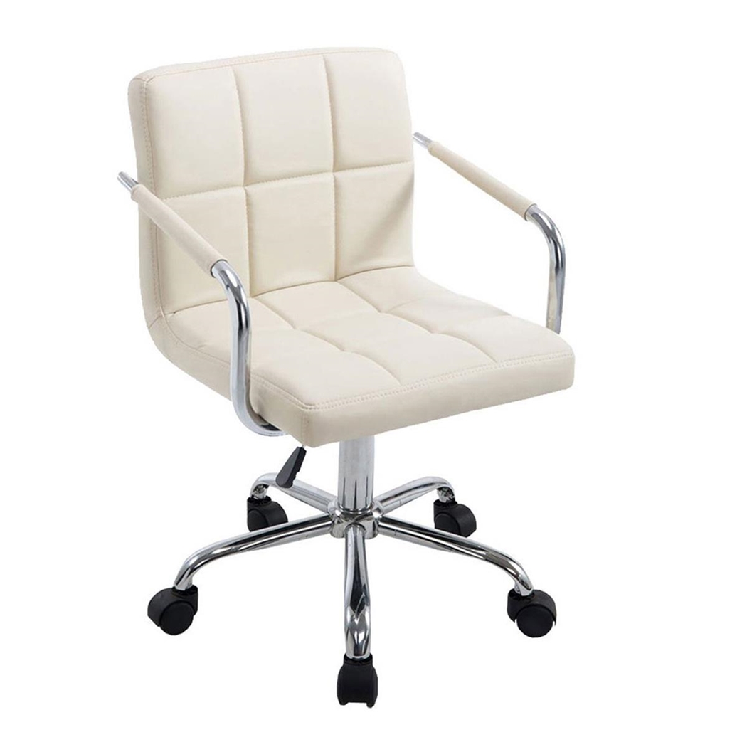 Silla de Oficina BETTY, Gran Acolchado, Estructura Metálica, en Piel color Crema