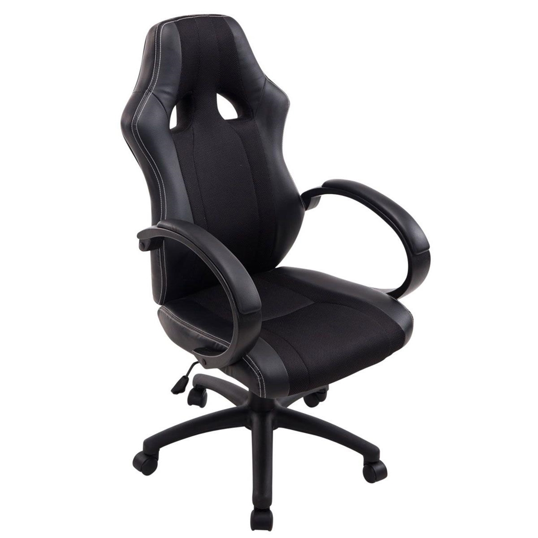 Silla Gaming KUBICA, Respaldo Alto, Grueso Acolchado, en Piel y Malla Negro