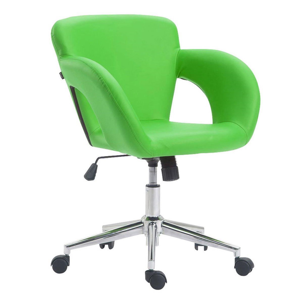 Silla de Oficina ALVA, Gran Acolchado, Estructura Metálica, en Piel color Verde