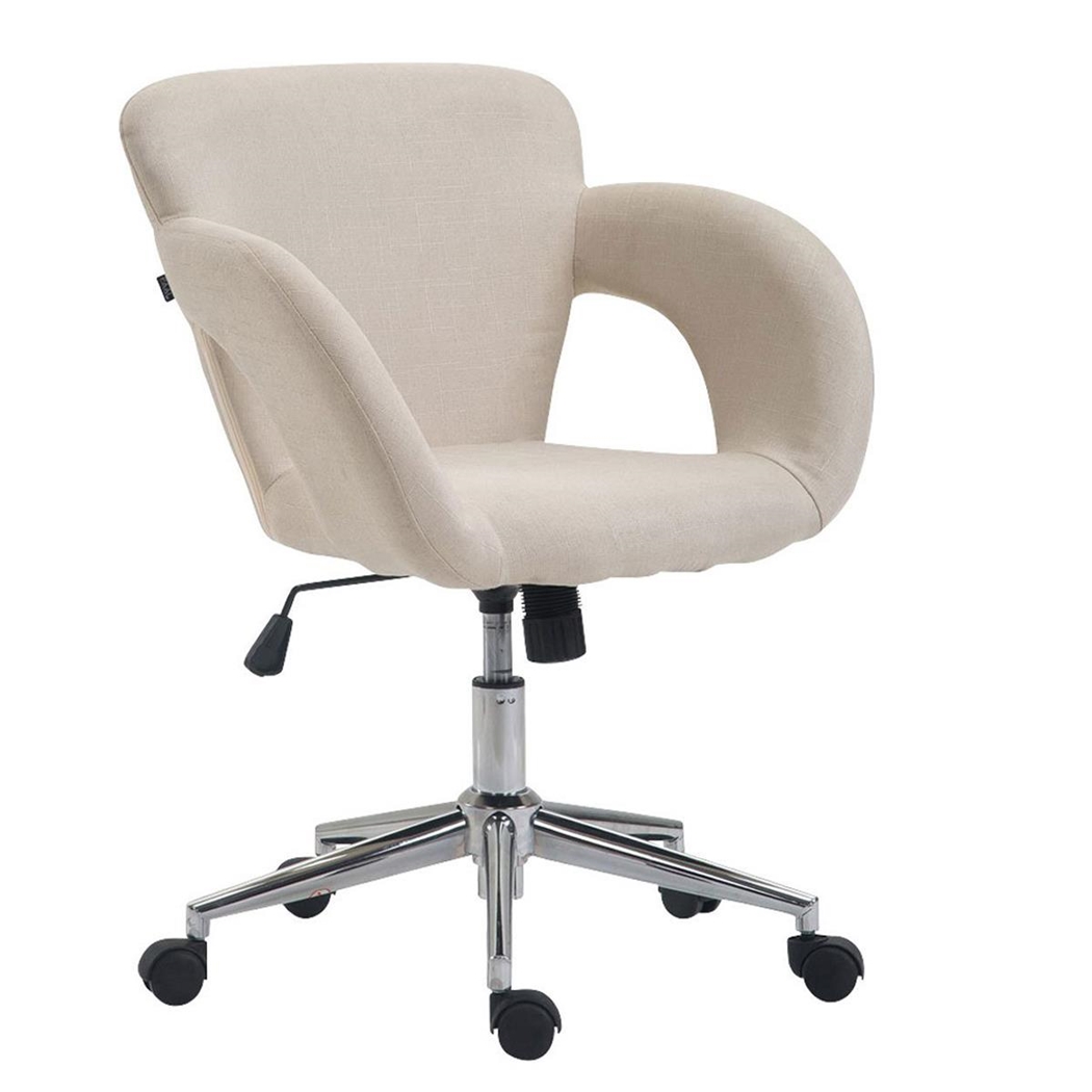 Silla de Oficina ALVA TELA, Gran Acolchado, Estructura Metálica, en color Crema