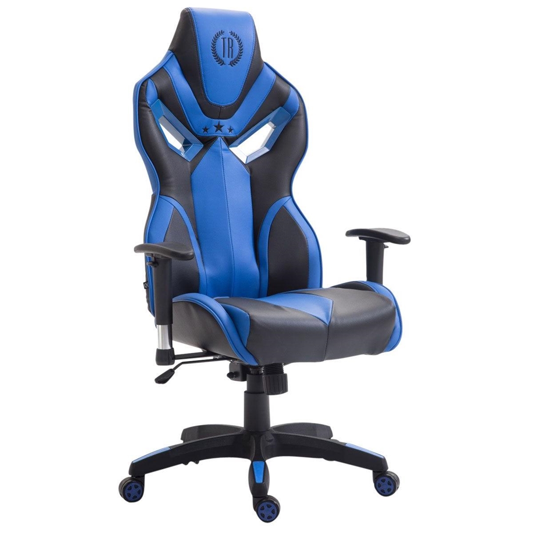 Silla de Oficina HAMIL PIEL, diseño ergonómico, color Negro/Azul