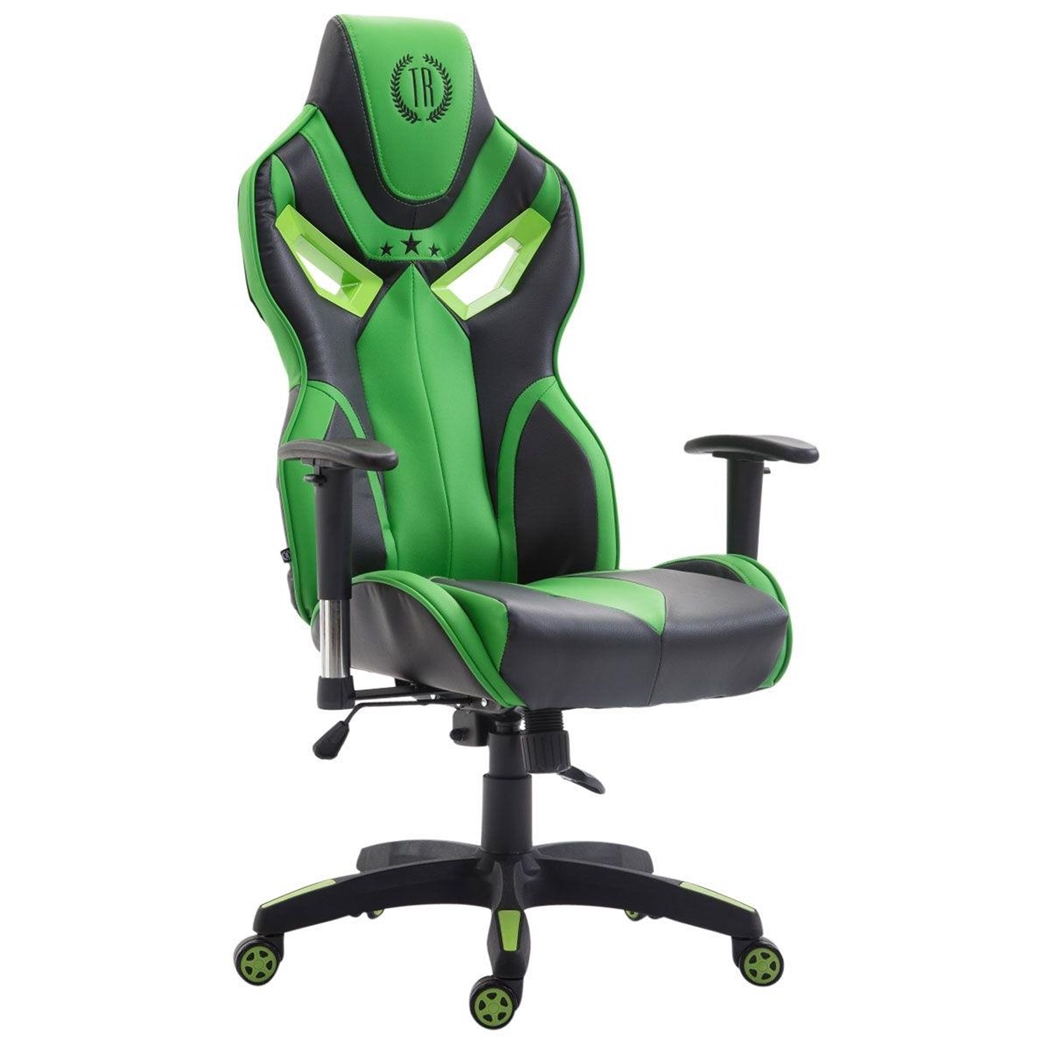 Silla de Oficina HAMIL PIEL, diseño ergonómico, color Negro/Verde