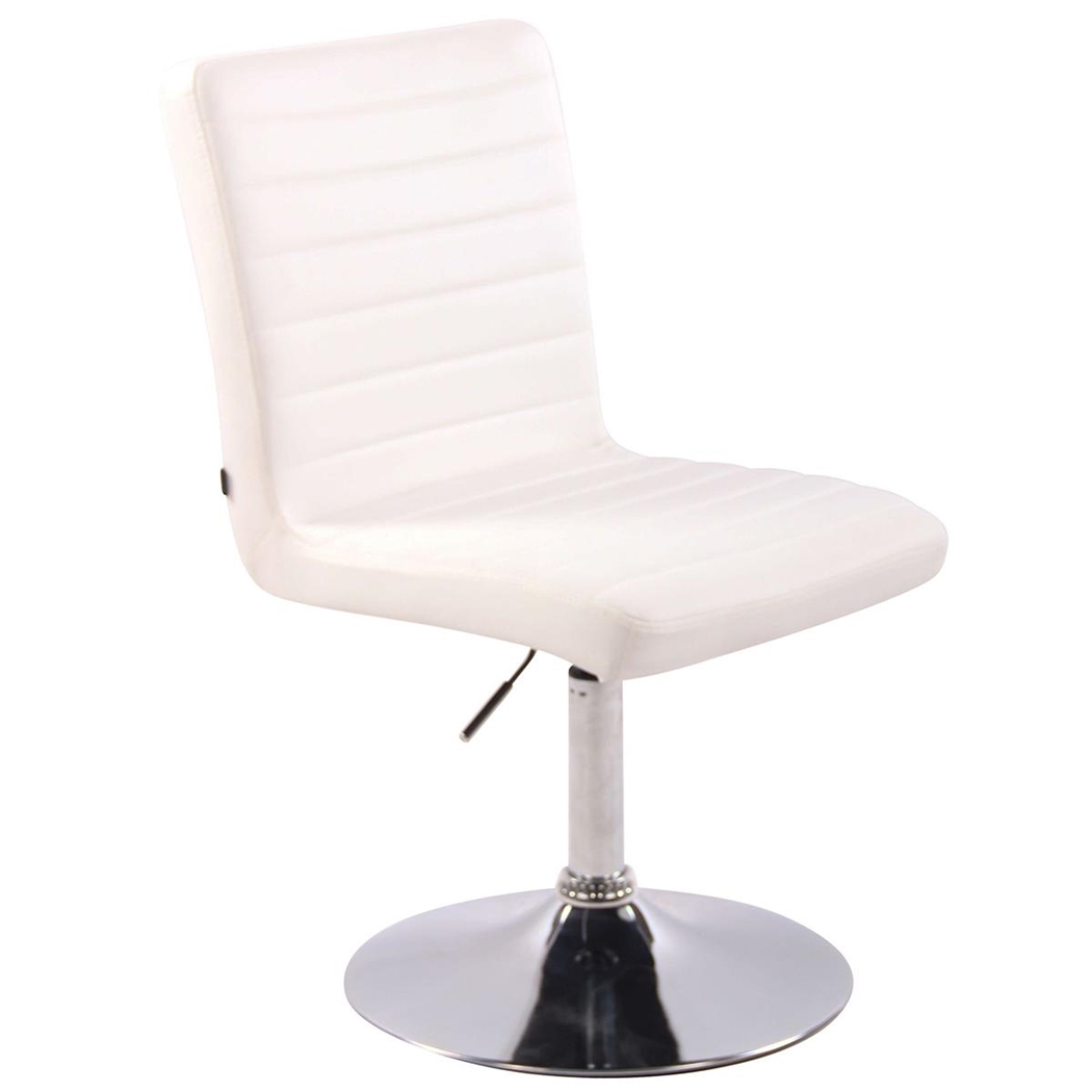 Silla de Confidente KATE PIEL, Ajustable en Altura, Base Metálica, color Blanco