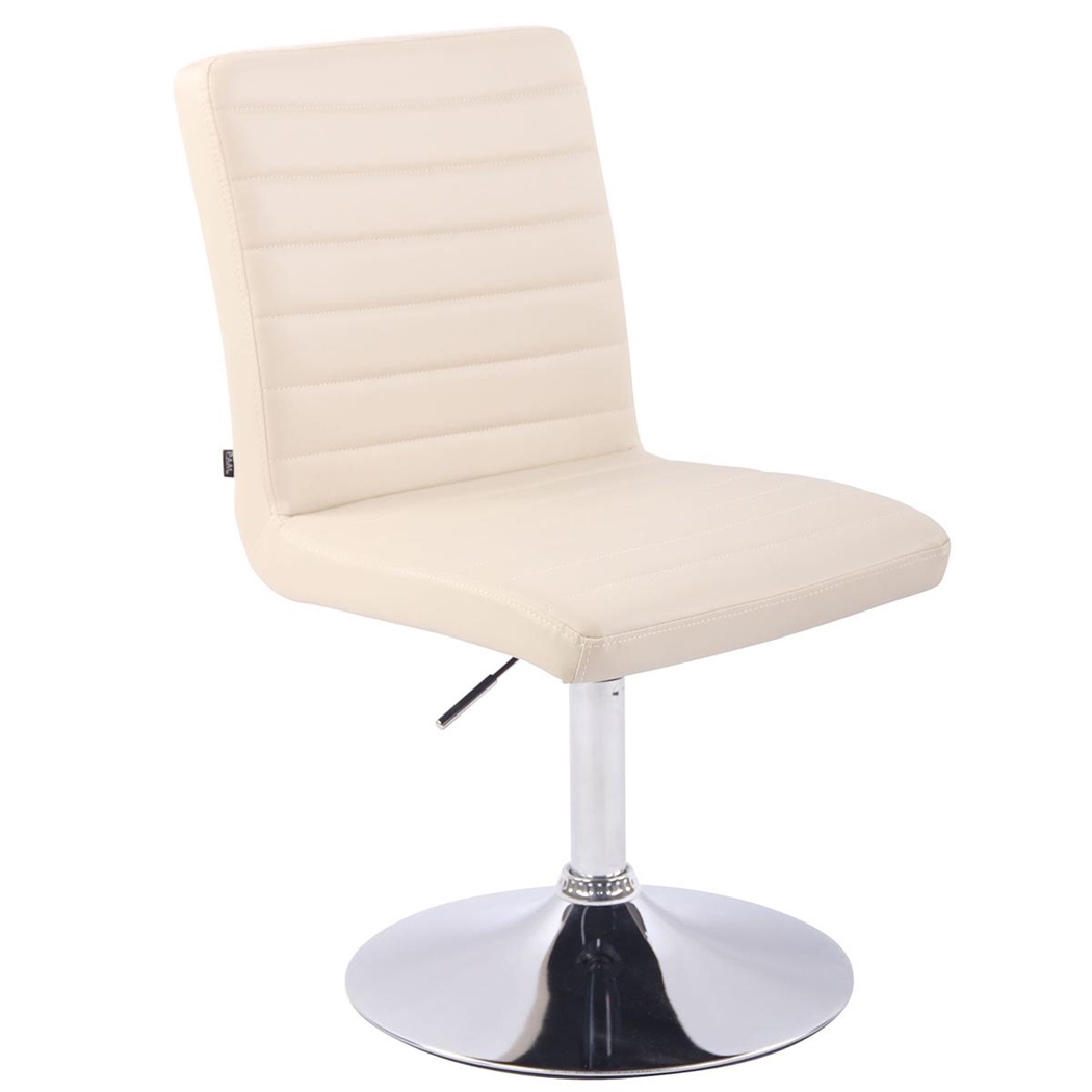 Silla de Confidente KATE PIEL, Ajustable en Altura, Base Metálica, color Crema