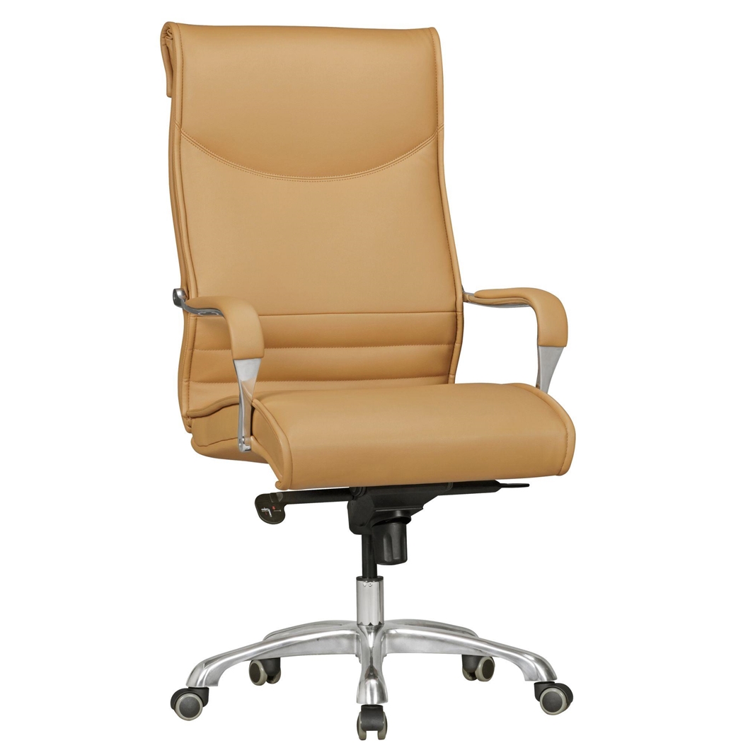 DEMO# Sillón de Oficina OLFEN, Diseño Ergonómico, Resistente Hasta 150 kg, Piel Marrón Claro