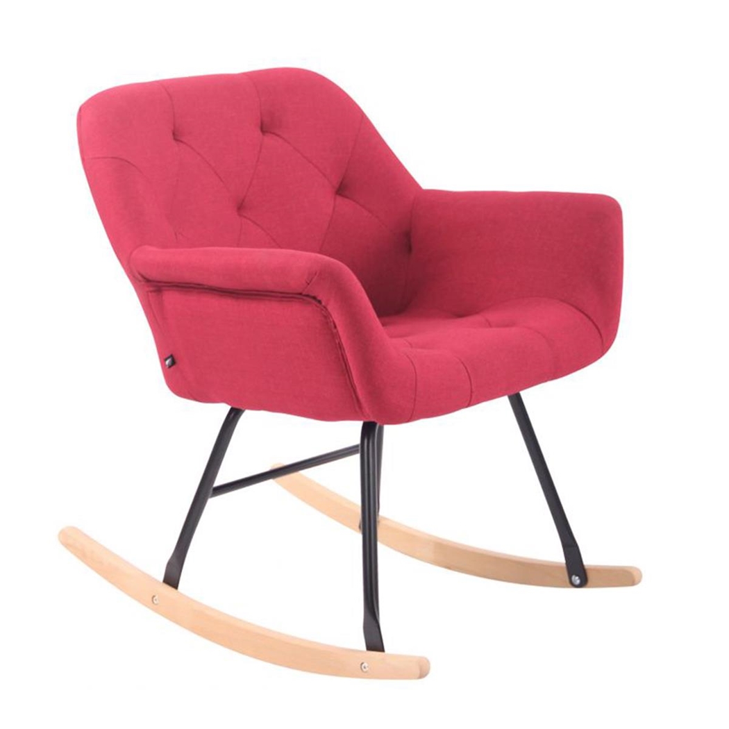 Mecedora DANDY, Estructura de Metal y Madera, en Tela color Rojo