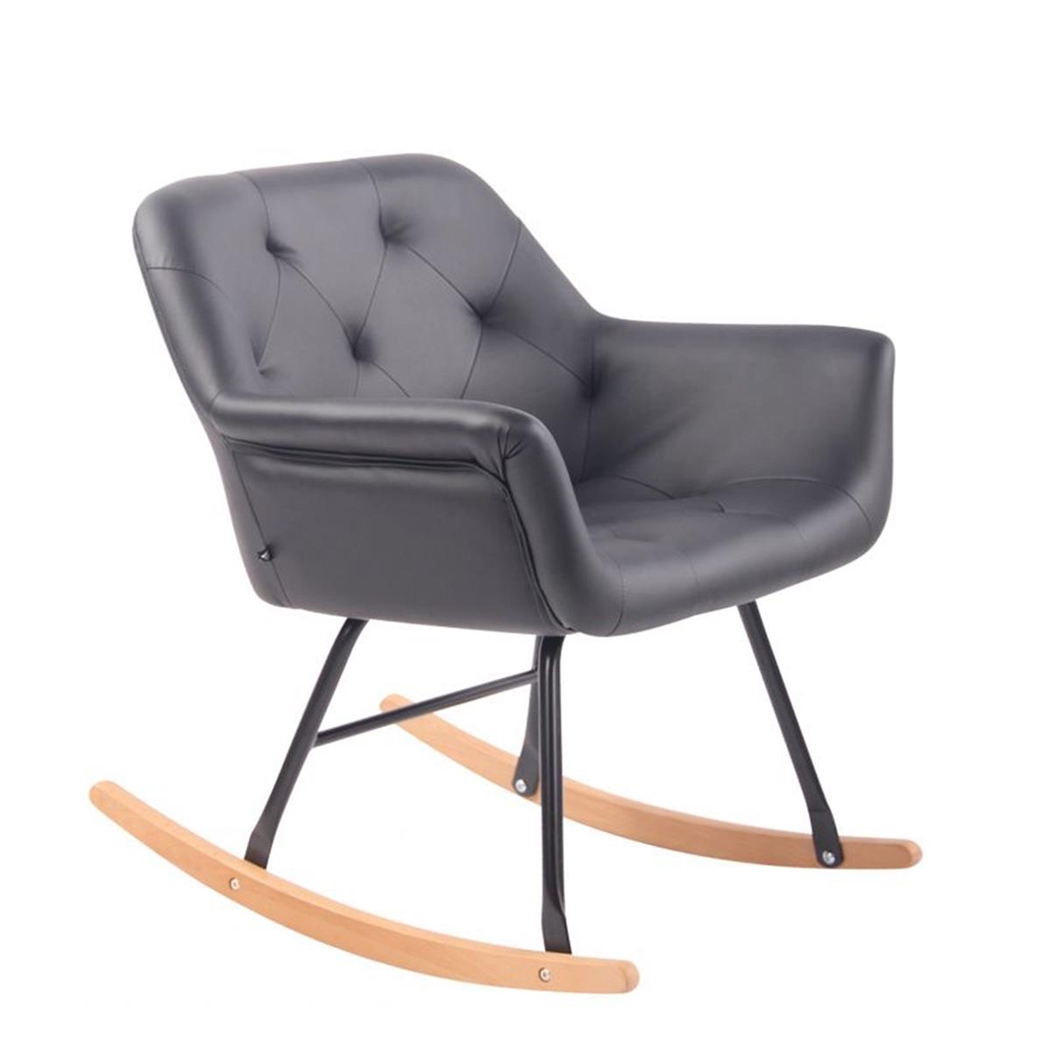 Mecedora DANDY PIEL, Estructura de Metal y Madera, color Negro