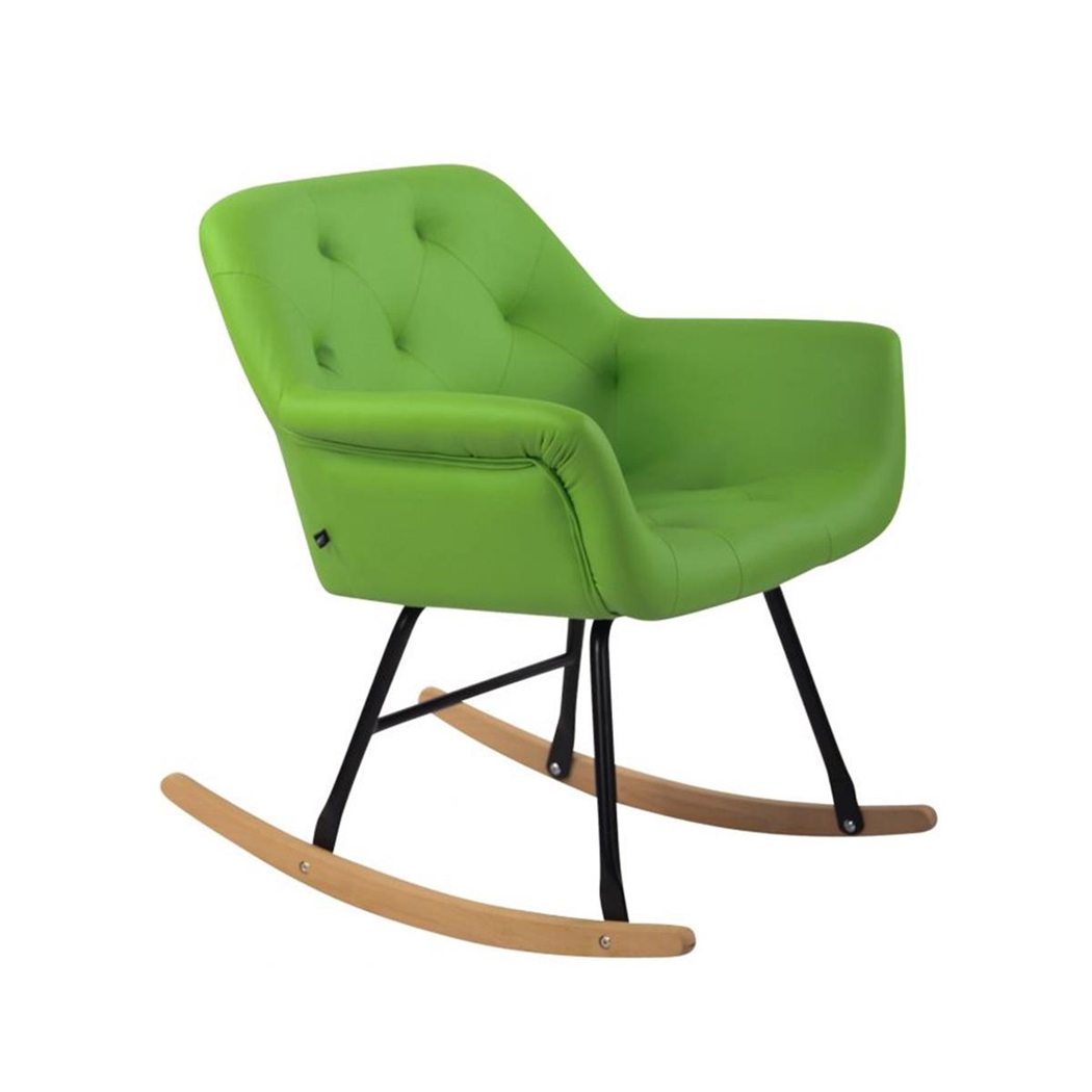 Mecedora DANDY PIEL, Estructura de Metal y Madera, color Verde