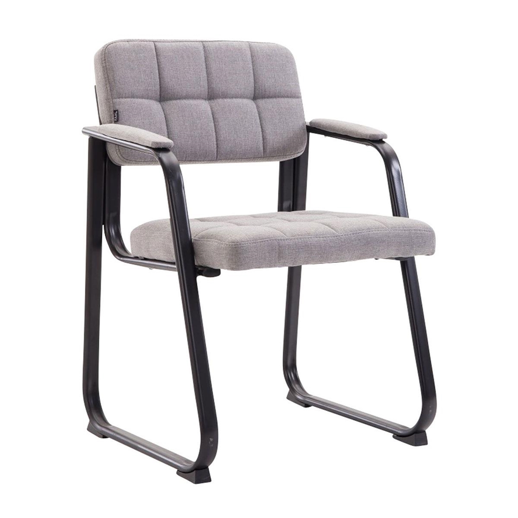 Silla de Confidente OSLO, Reposabrazos, Estructura Metálica, en Tela Gris