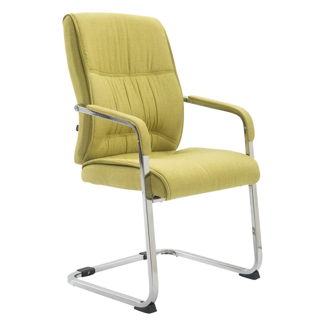 Silla de Confidente MAEL, Estructura Metálica, Gran Acolchado en Tela color Verde