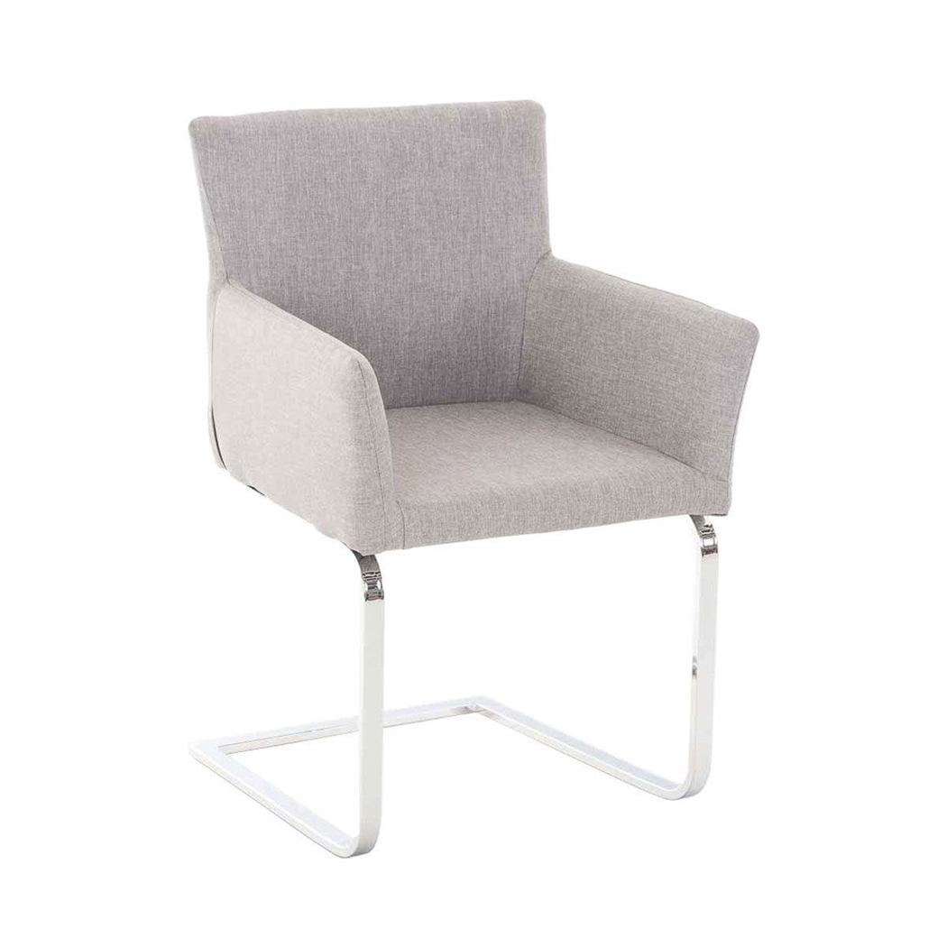 Silla de Confidente PIRU TELA, Estructura Metálica, Gran Acolchado, color Gris claro