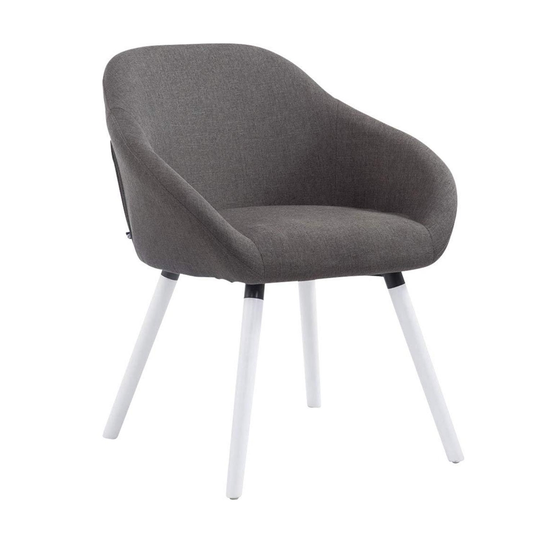 Silla de Confidente CINTIA, Grueso Acolchado, Patas Blancas, en Tela Gris oscuro