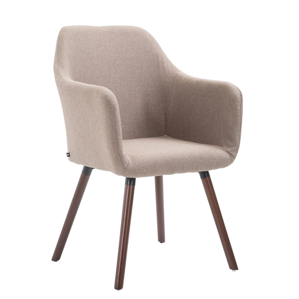 Silla de Confidente WAYAN, Gran Acolchado, Patas Nogal, en Tela Marrón Claro