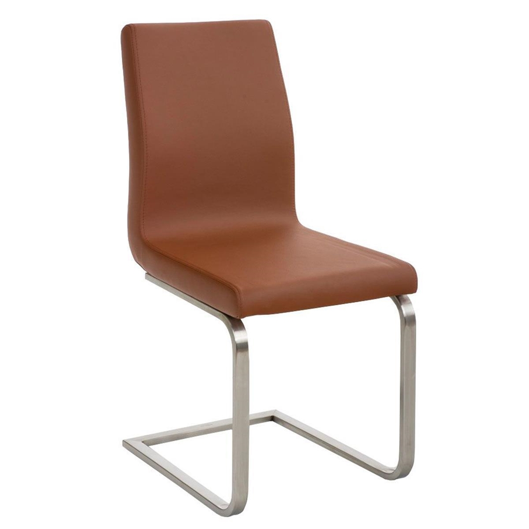 Silla de Confidente JASON, Gran Acolchado, Tapizada en Piel color Marrón Claro