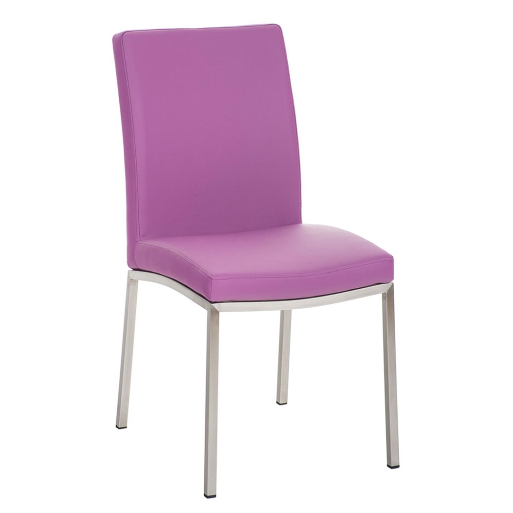 Silla de Confidente MILTON, Diseño Exclusivo, Tapizada en Piel color Morado