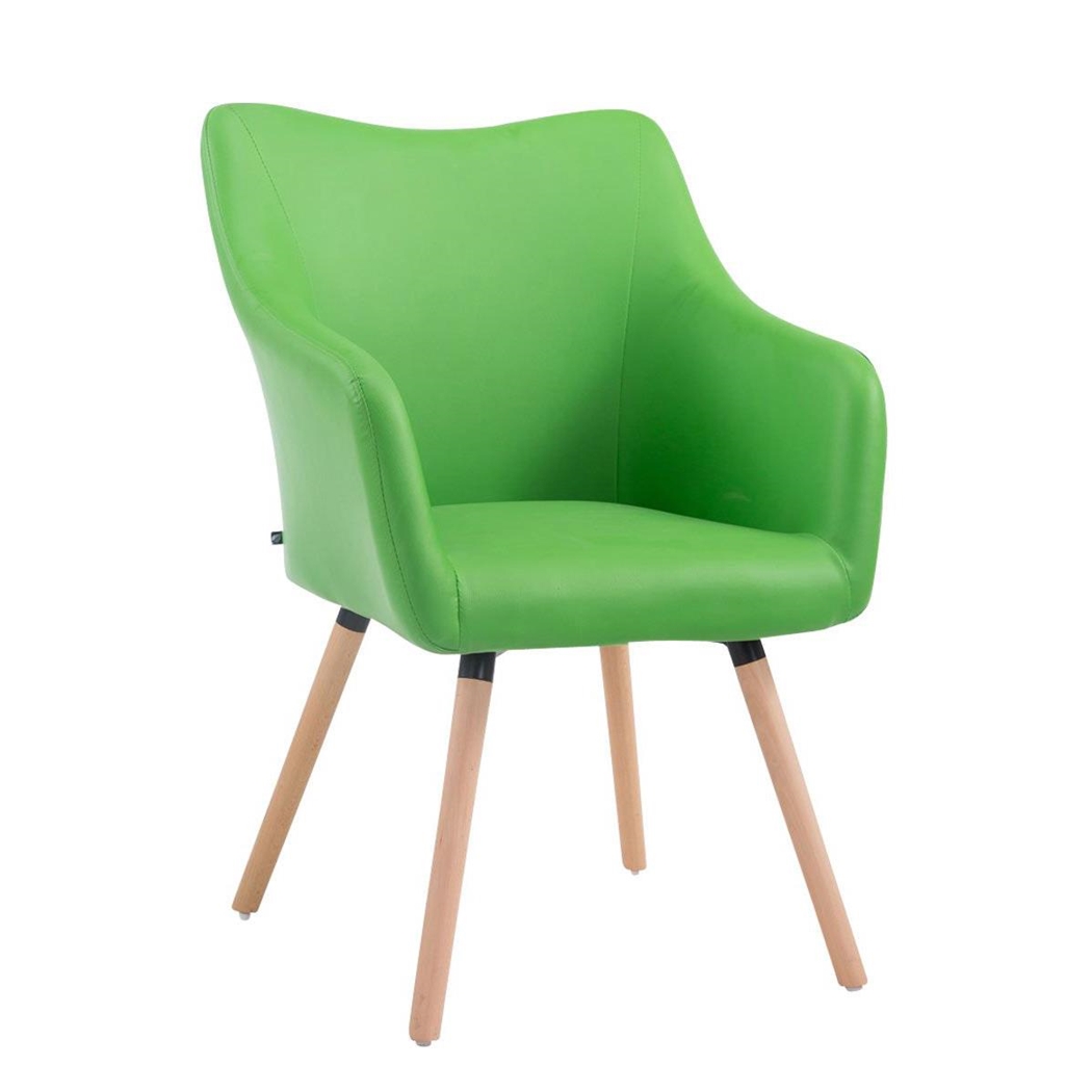 Silla de Confidente GREG PIEL, Diseño Moderno, Patas Claras, Verde