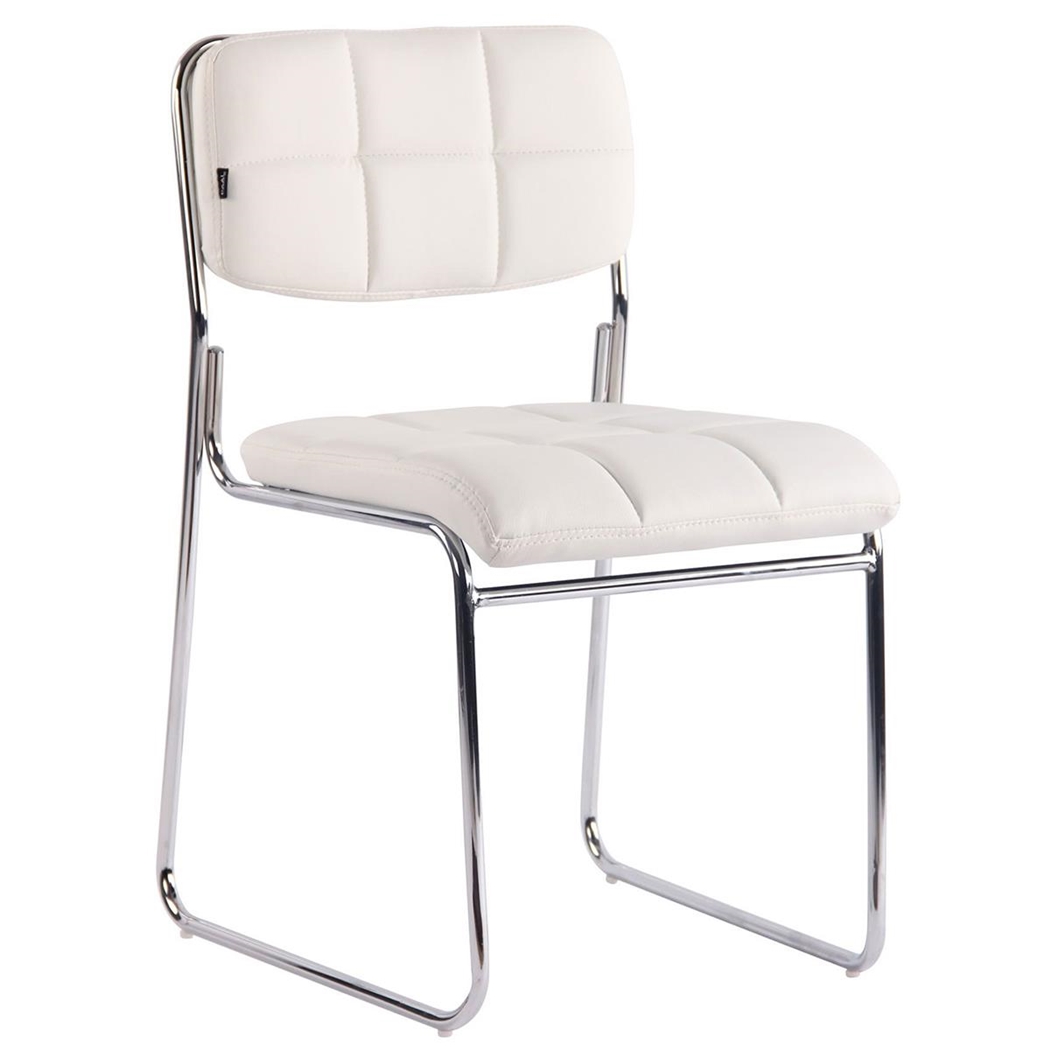 Silla de Confidente PERUGIA, Apilable, Estructura Metálica, Piel Blanco