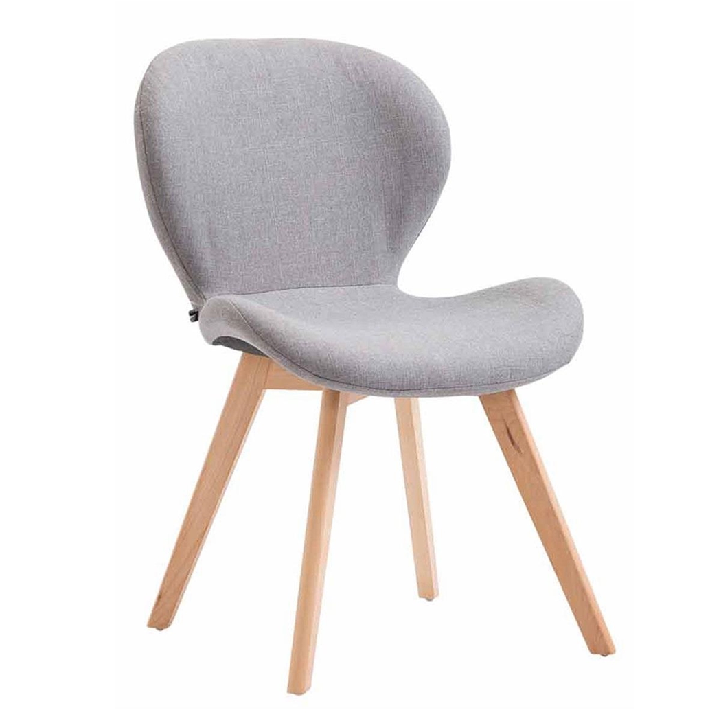 Silla de Confidente RUDY, Ergonómica, Patas Claras, en Tela Gris Claro