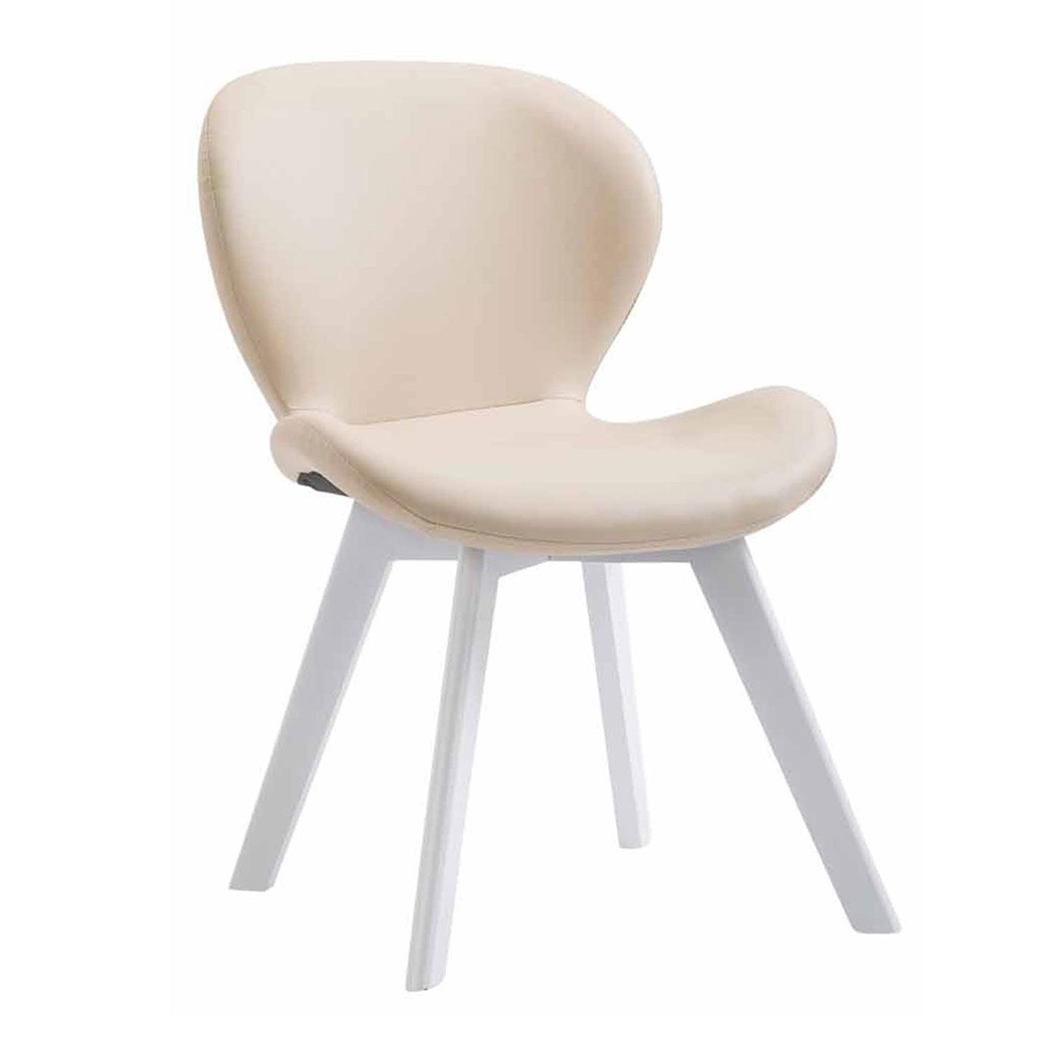 Silla de Confidente RUDY PIEL, Ergonómica, Patas Blancas, Crema