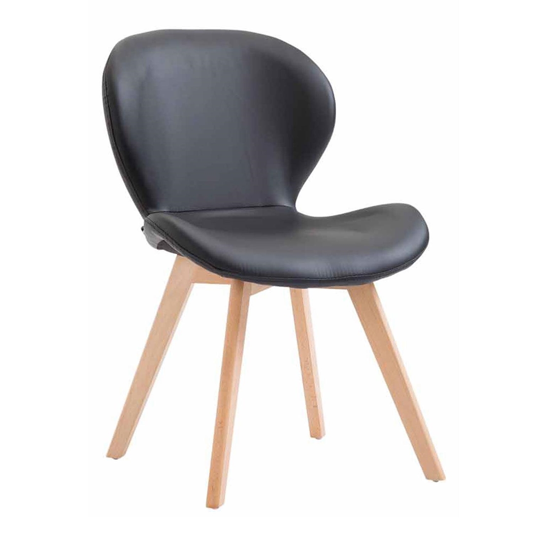 Silla de Confidente RUDY PIEL, Ergonómica, Patas Claras, Negro