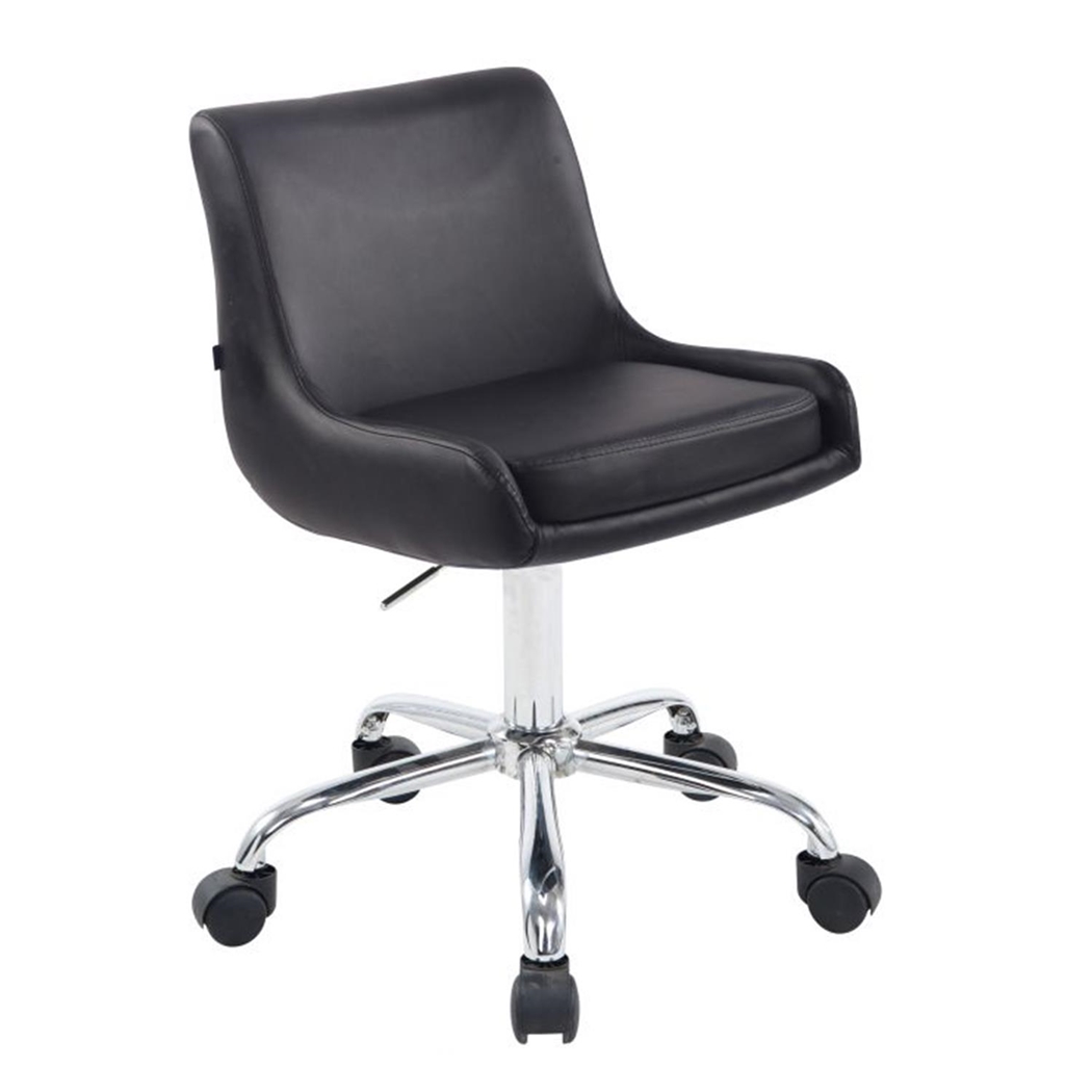 Silla de Oficina ASIA, Base Metálica, Exclusivo Diseño en Piel, Color Negro