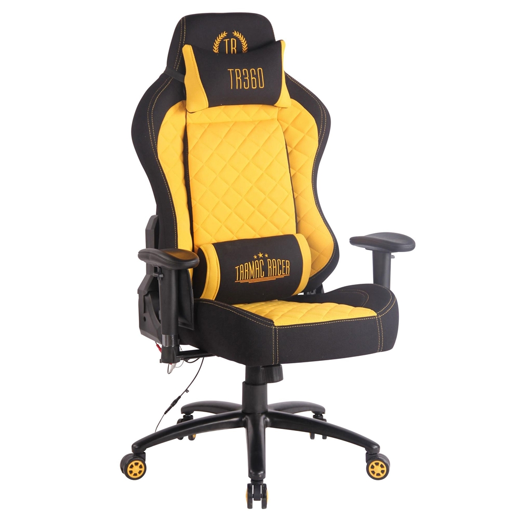 Silla Gaming COPSE TELA, Función Calefacción y Masaje, en color Negro y Amarillo