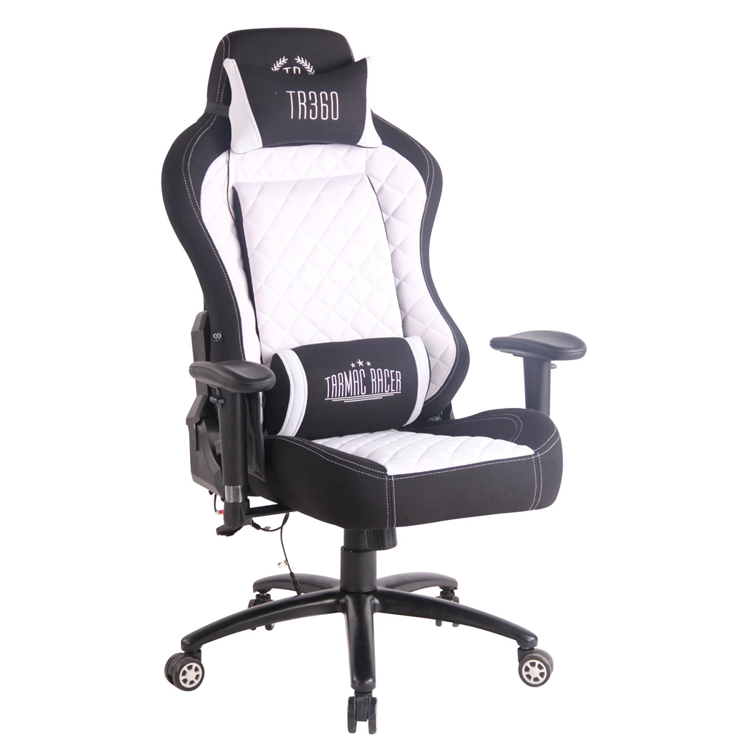 Silla Gaming COPSE TELA, Función Calefacción y Masaje, en color Negro y Blanco