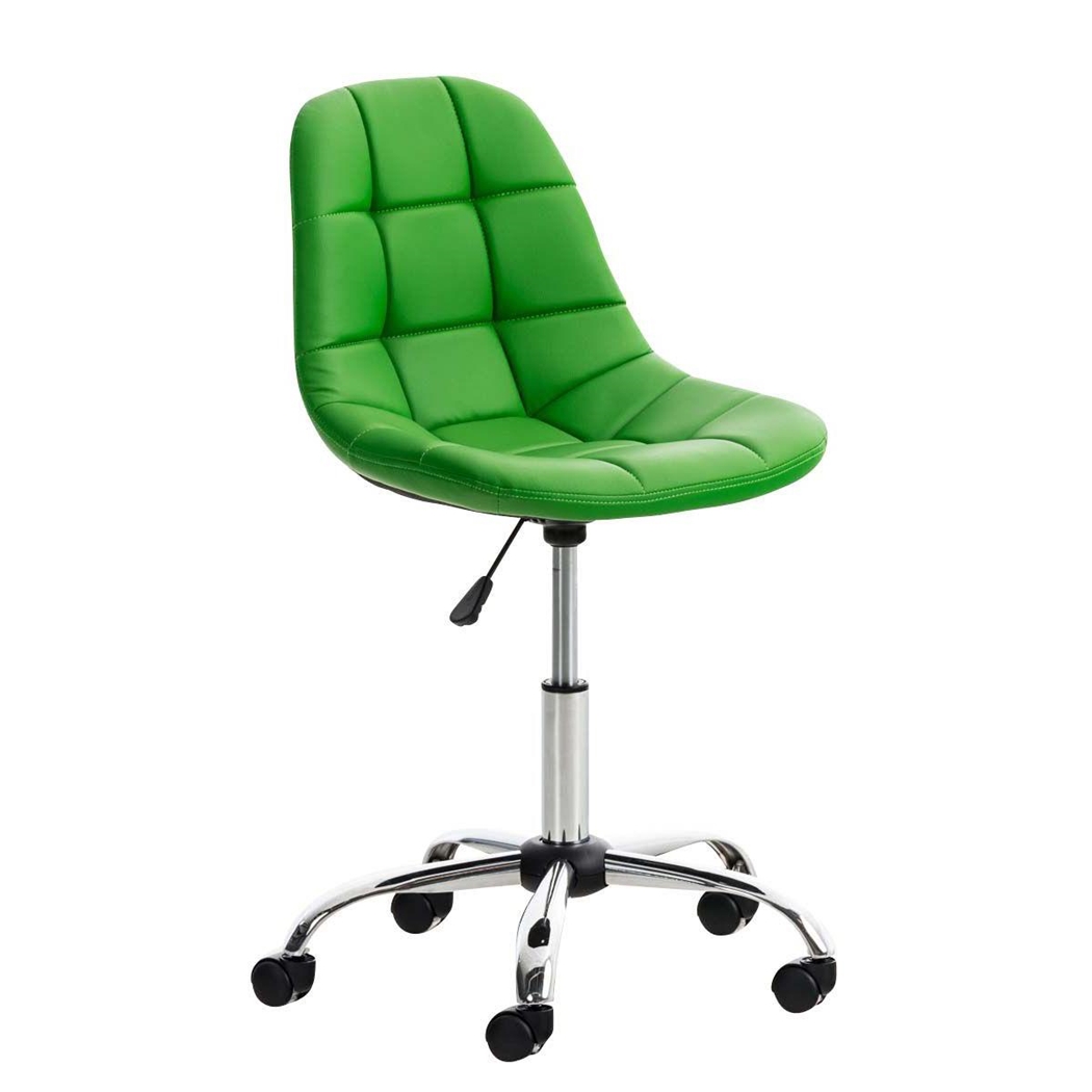 Silla de Oficina WALLY, Grueso Acolchado, Base Metálica, en Piel Verde