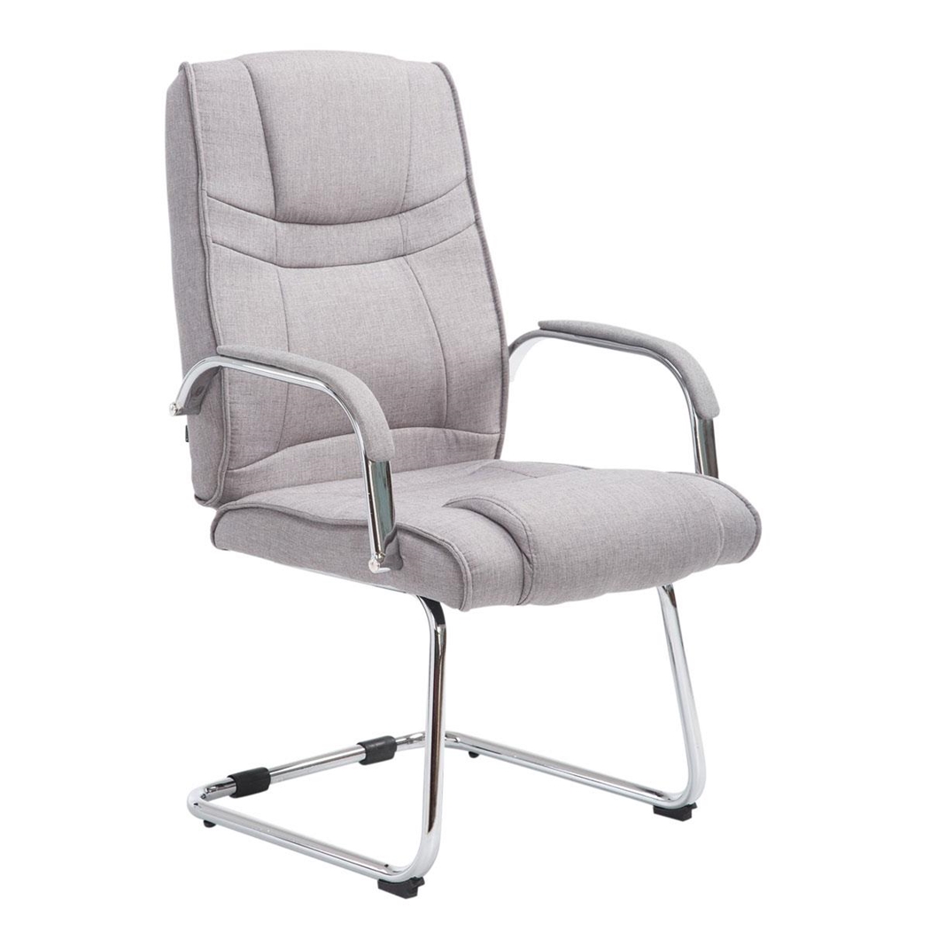 Silla de Confidente DENVER TELA, Estructura Metálica, Acolchada en color Gris Claro