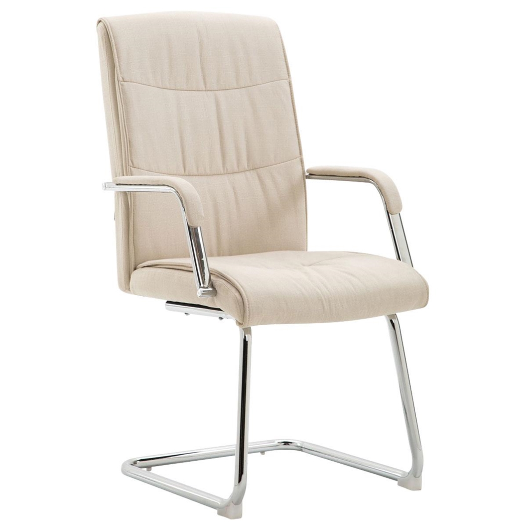 Silla de Confidente RUNA TELA, Estructura Metálica, Gran Acolchado, en Crema