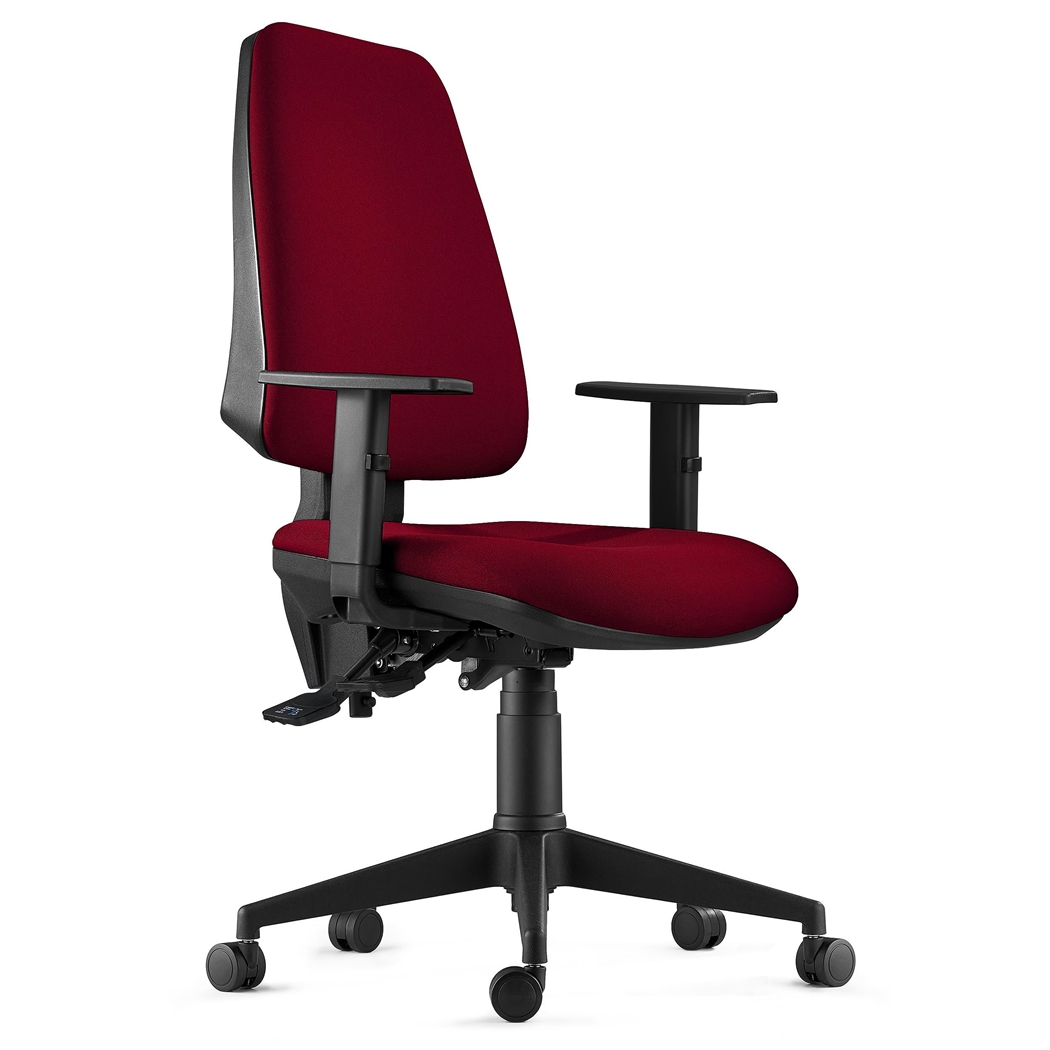 DEMO# Silla Ergonómica INDIANA, en Tela color Burdeos, con Brazos Ajustables