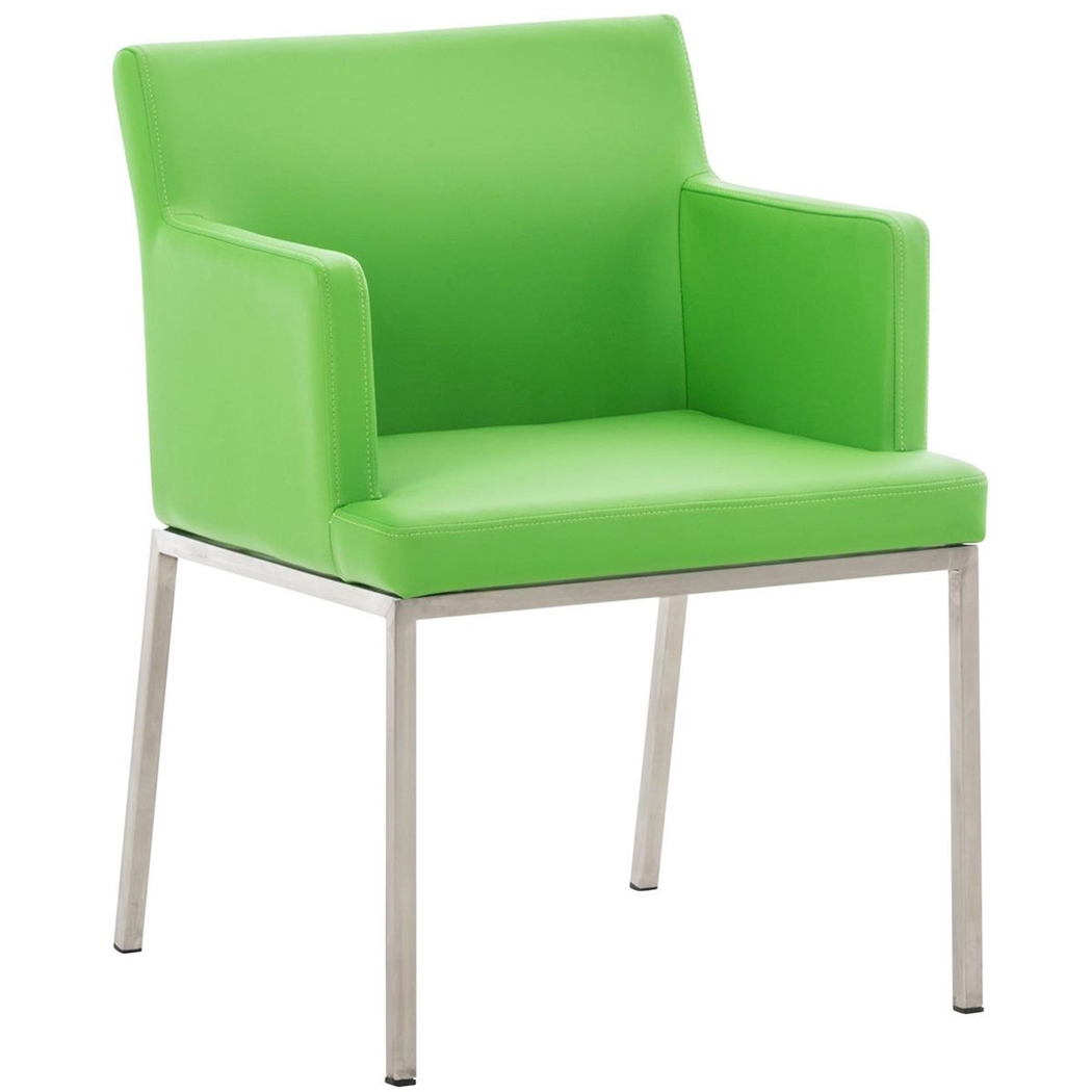 Silla de Confidente NICOLE, Patas en Acero Inoxidable, Piel Verde