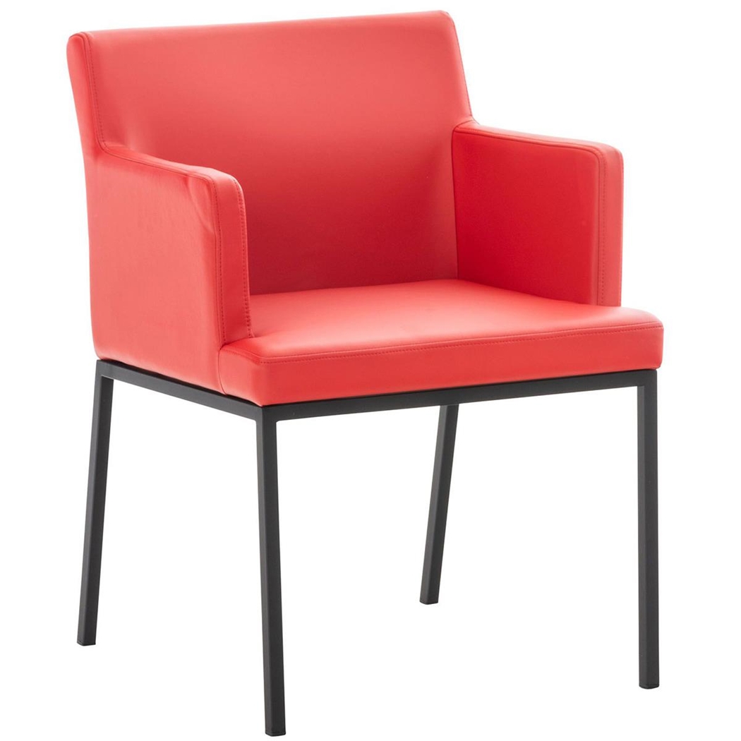 Silla de Confidente NICOLE, Patas Metálicas Negras, Piel Roja