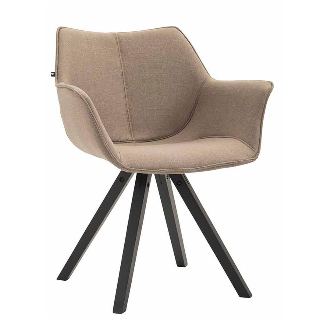 Silla de Confidente TULIP, Cómoda y Moderna, Patas de Madera, en Tela Gris Pardo