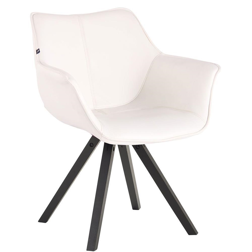 Silla de Confidente TULIP PIEL, Cómoda y Moderna, Patas de Madera, en Blanco