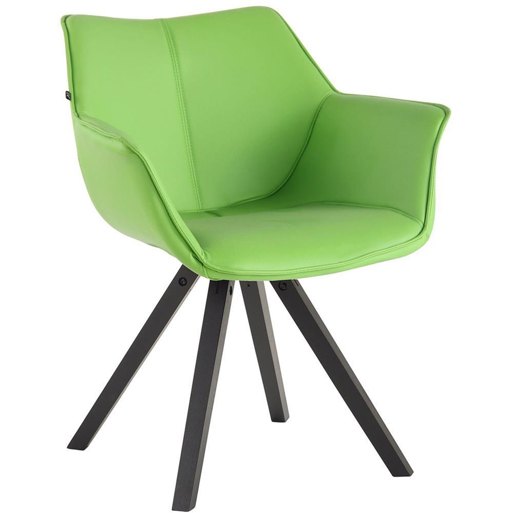 Silla de Confidente TULIP PIEL, Cómoda y Moderna, Patas de Madera, en Verde