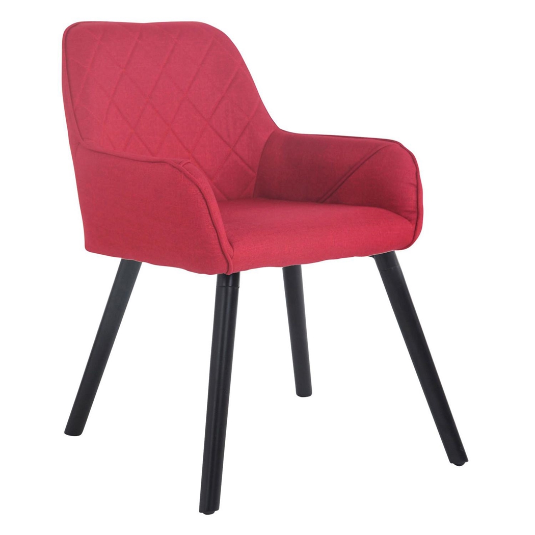 Silla de Confidente DARRY V TELA, Patas Negras, con Costuras, Rojo