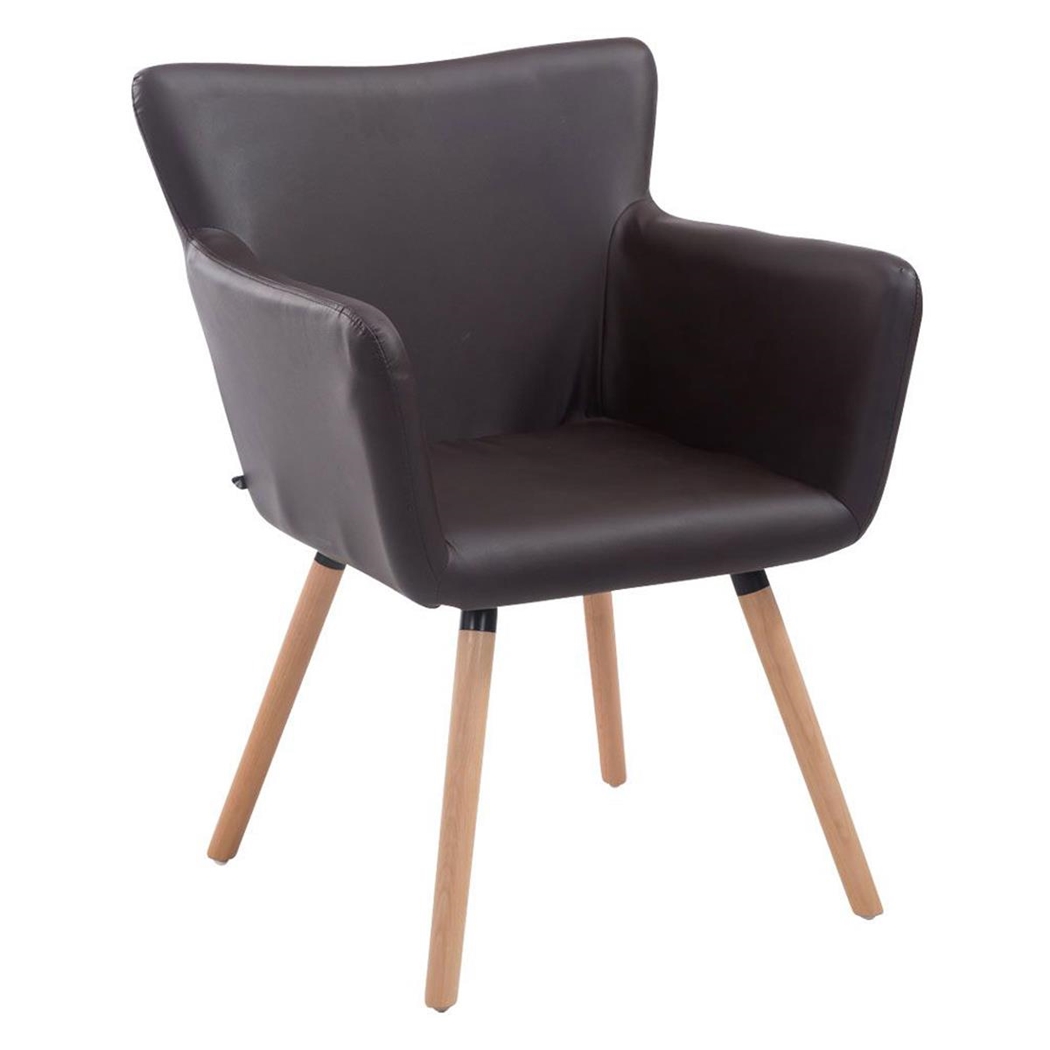 Silla de Confidente NIAGARA, Patas Claras, en Piel color Marrón