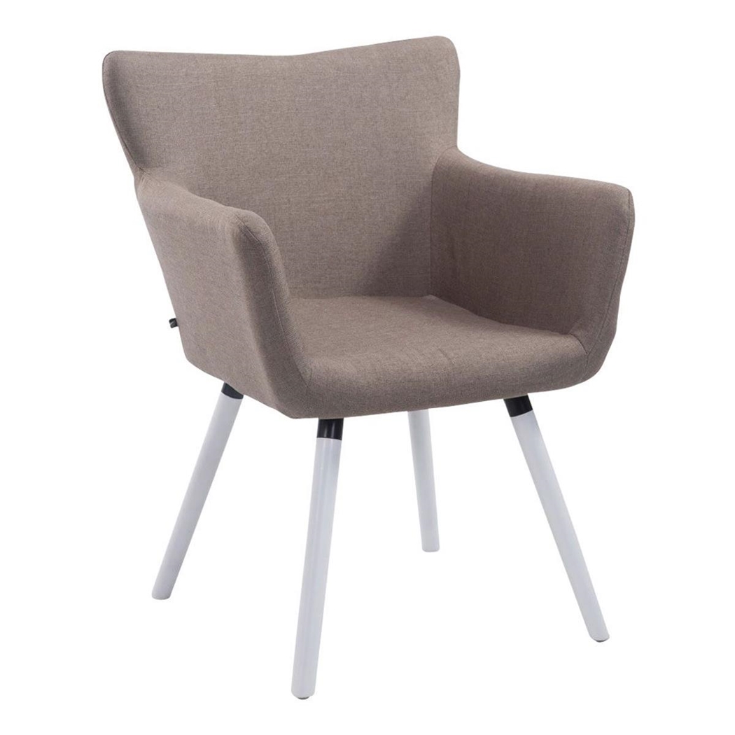Silla de Confidente NIAGARA TELA, Patas Blancas, color Marrón Claro