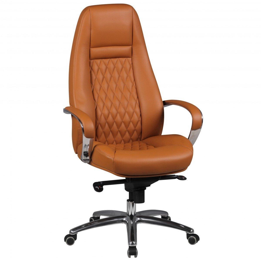 DEMO# Sillón Ergonómico TINDAYA, Diseño Exclusivo, Tapizado en Piel Genuina color Marrón Claro
