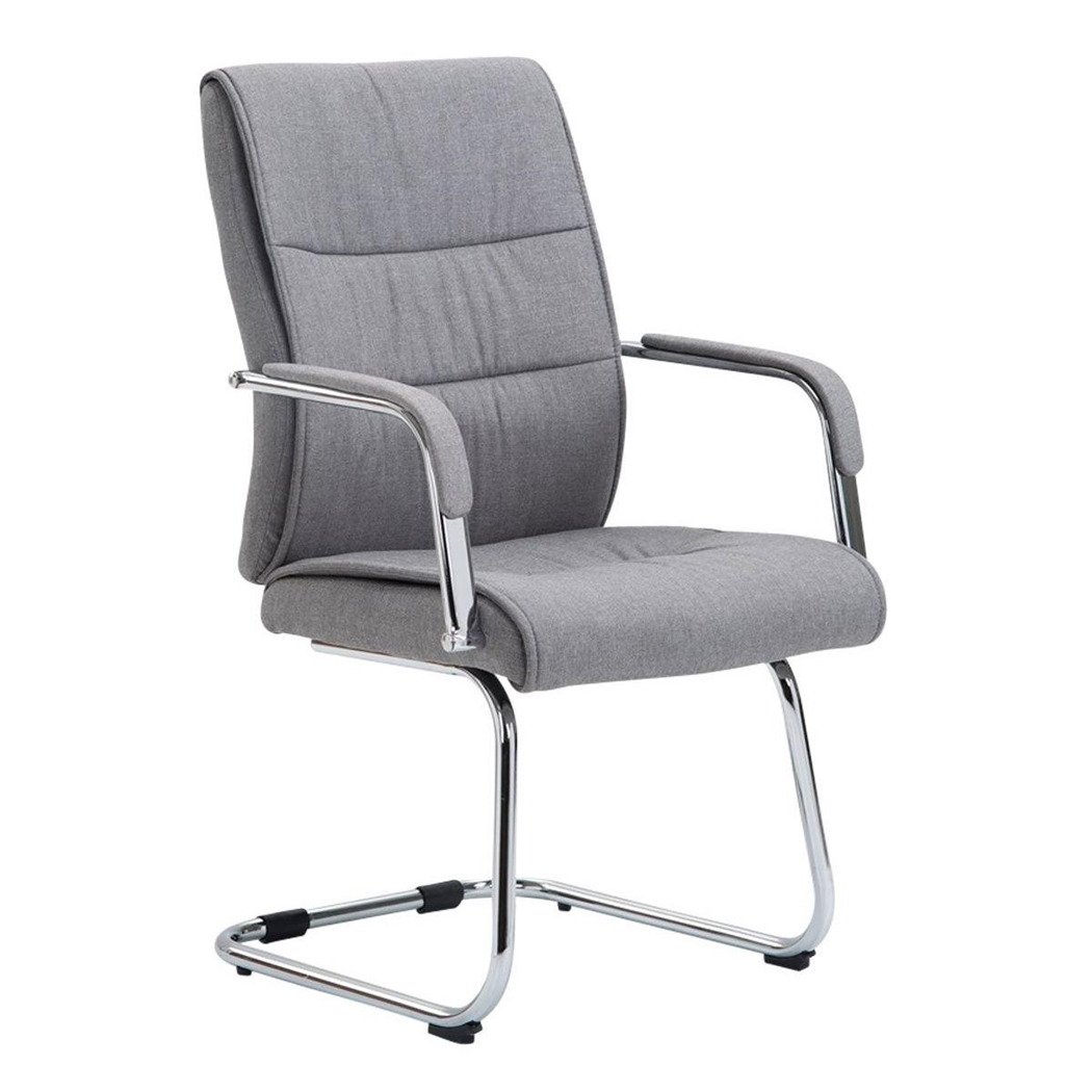 Silla de Confidente HIBERT TELA, Estructura Metálica, Gran Acolchado, color Gris Claro