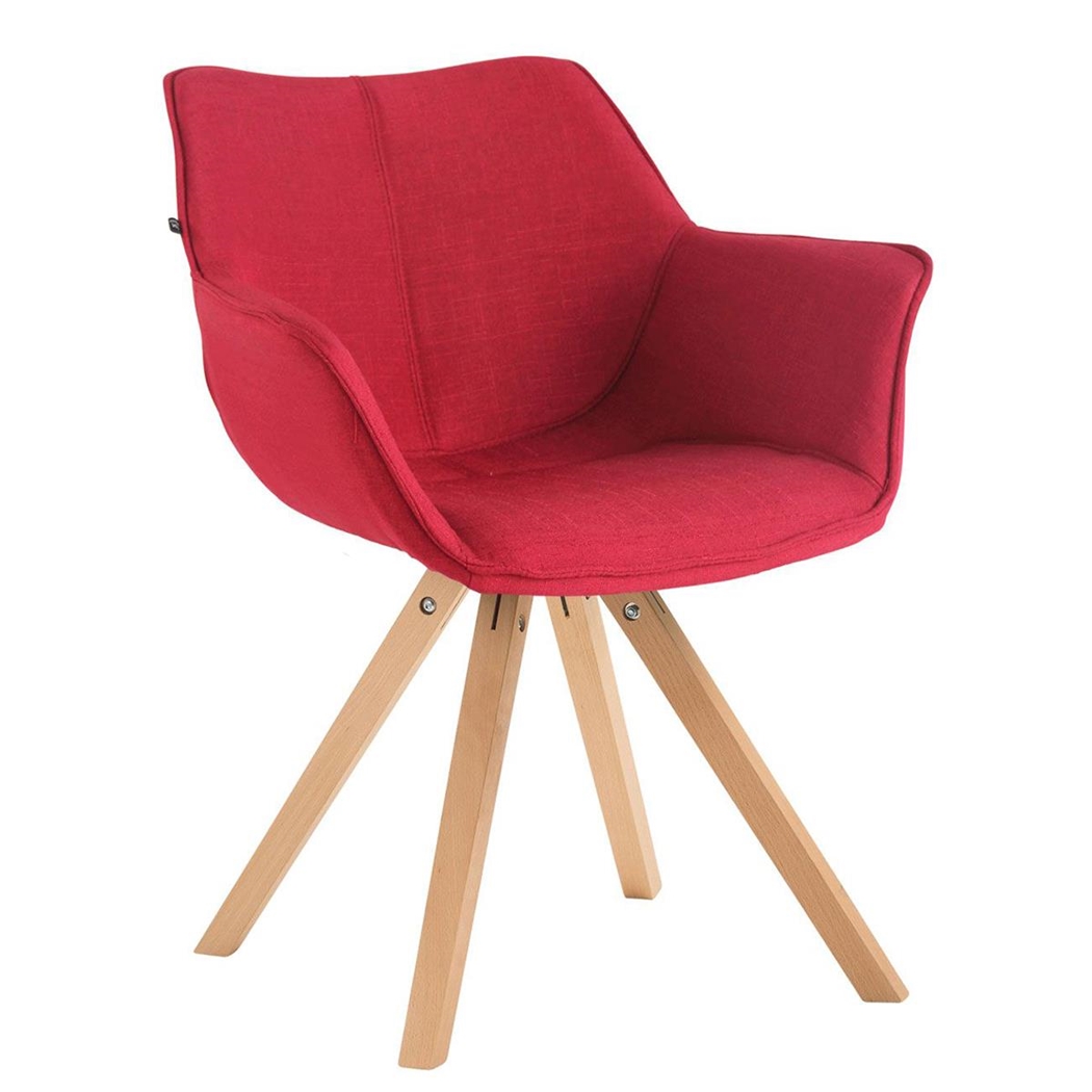 Silla de Confidente TULIP, Cómoda y Moderna, Patas Claras, en Tela Roja