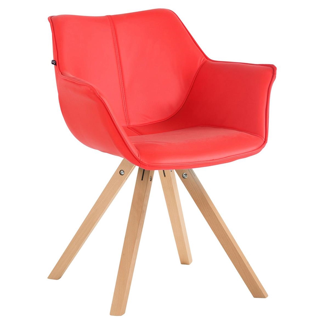 Silla de Confidente TULIP PIEL, Cómoda y Moderna, Patas Claras, en Rojo
