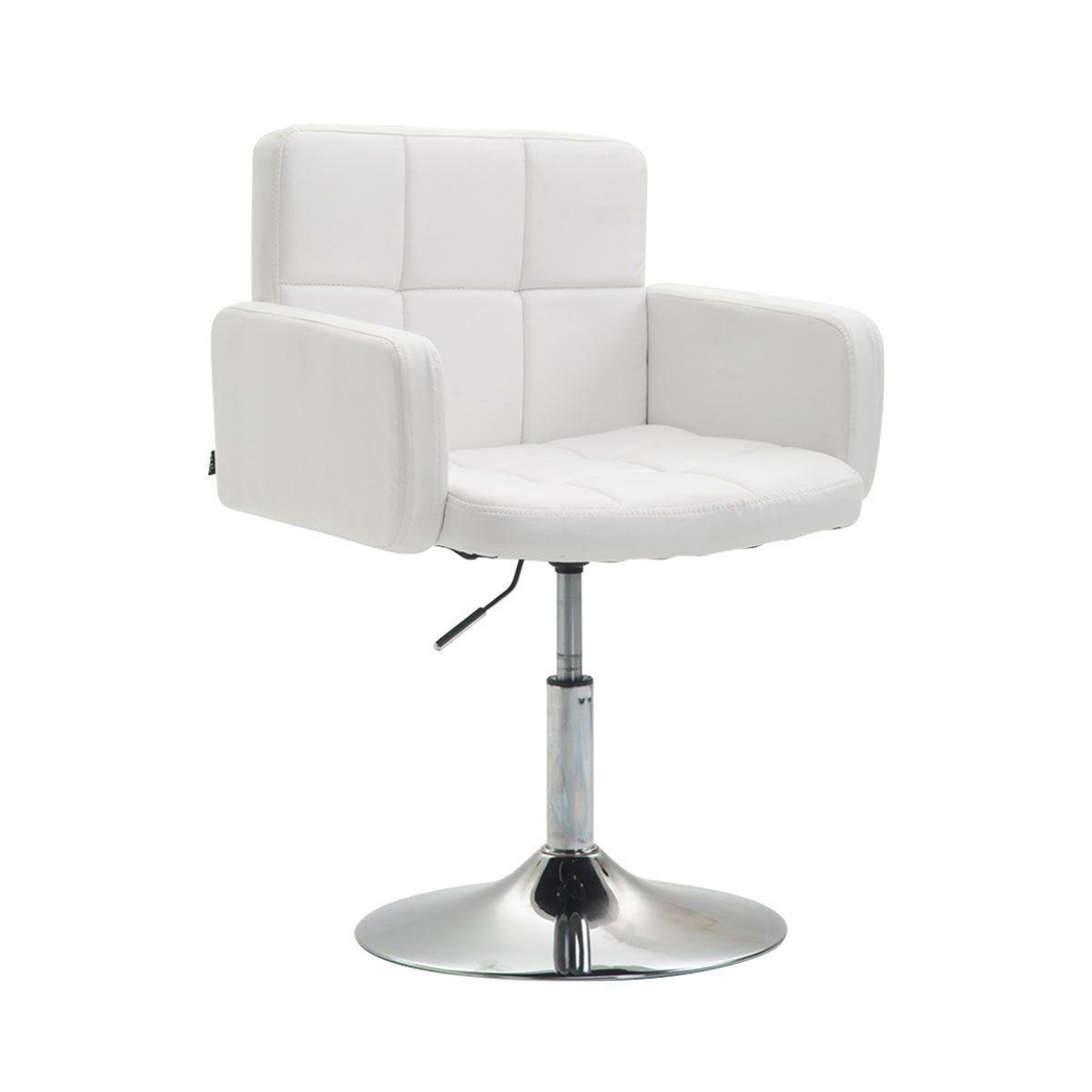 Silla de Confidente NADIR, Ajustable en Altura, Base Metálica, en Piel color Blanco