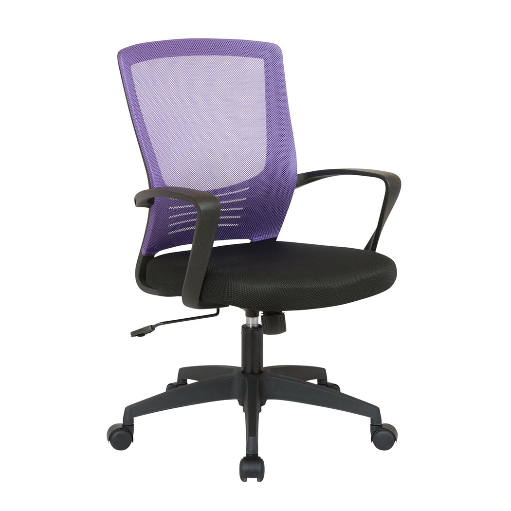 Silla de Oficina MALIBU, Llamativo Diseño, En Malla Transpirable y Tela, Color Morado