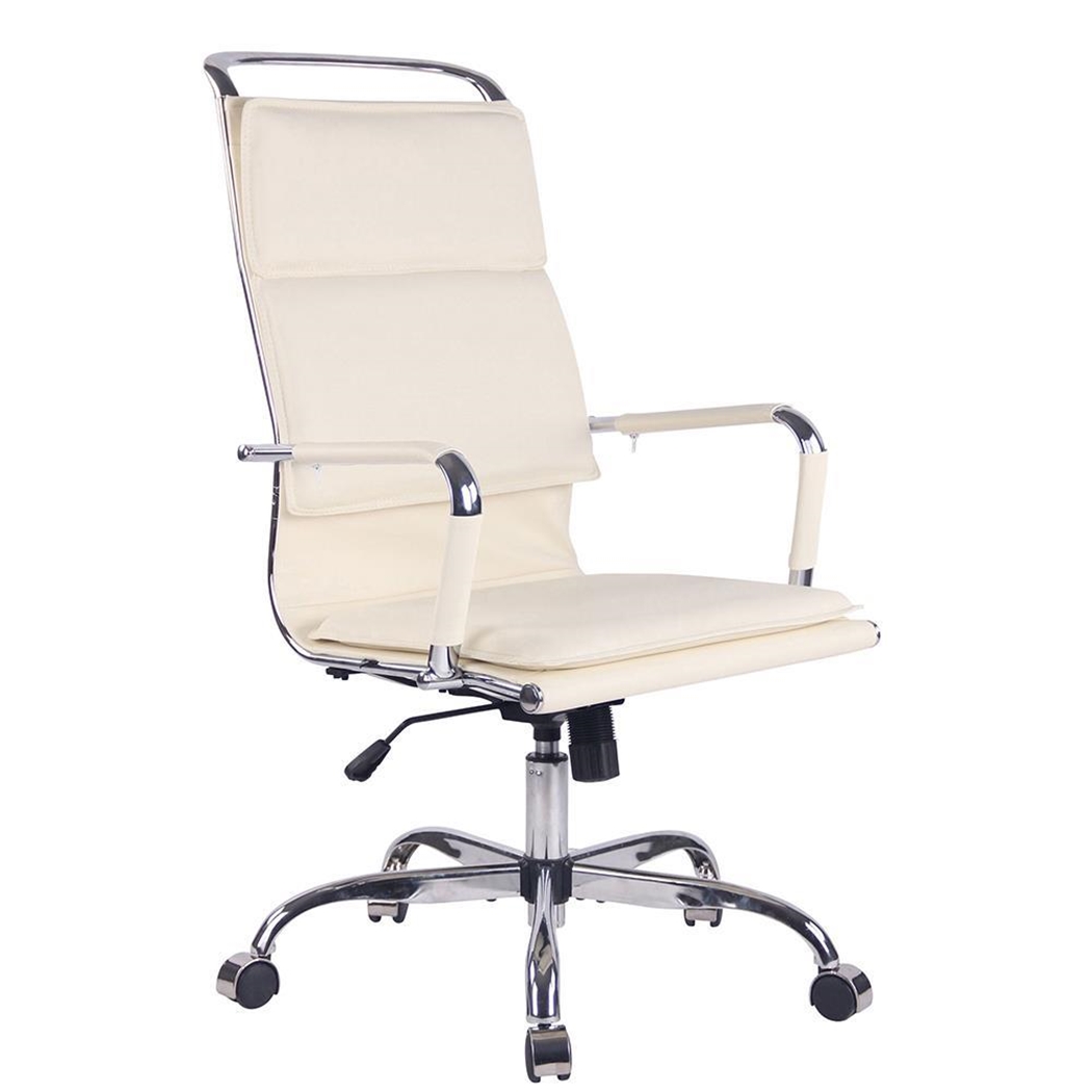 Silla de Oficina QUEBEC, Elegante y Confortable, en Piel Crema