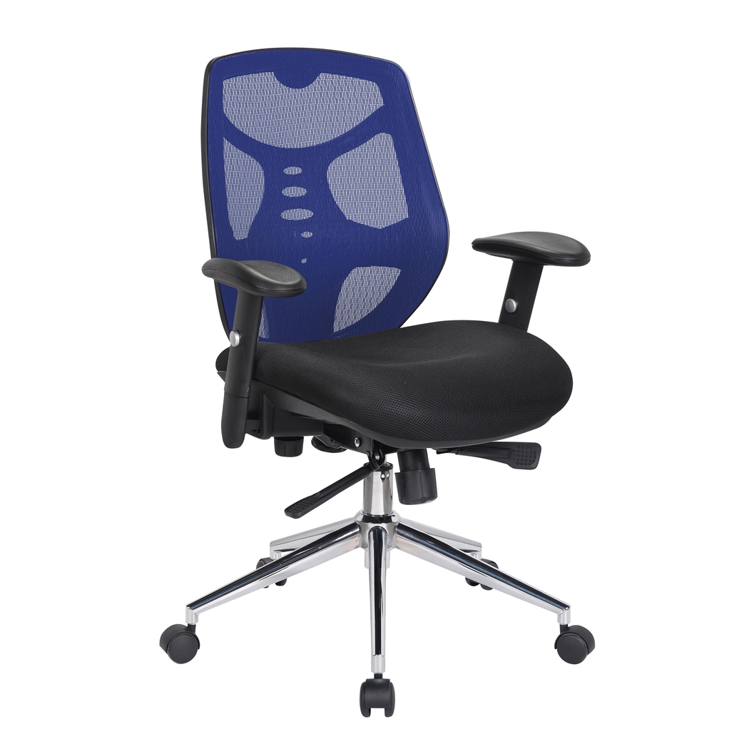 Silla Ergonómica MANTRA, Espectacular Respaldo, Brazos Regulables, Uso 8H, En Azul