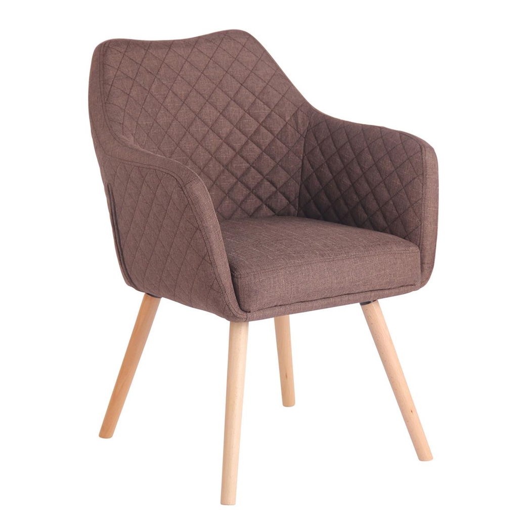 Silla de Confidente BASILEA TELA, Exclusivo Diseño con Costuras, Patas Haya, Color Marrón