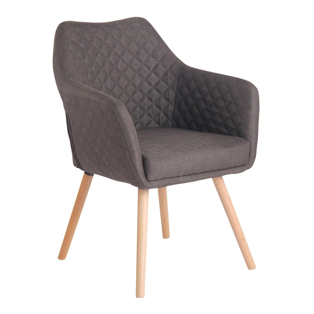 Silla de Confidente BASILEA TELA, Exclusivo Diseño con Costuras, Patas Haya, Color Gris Oscuro