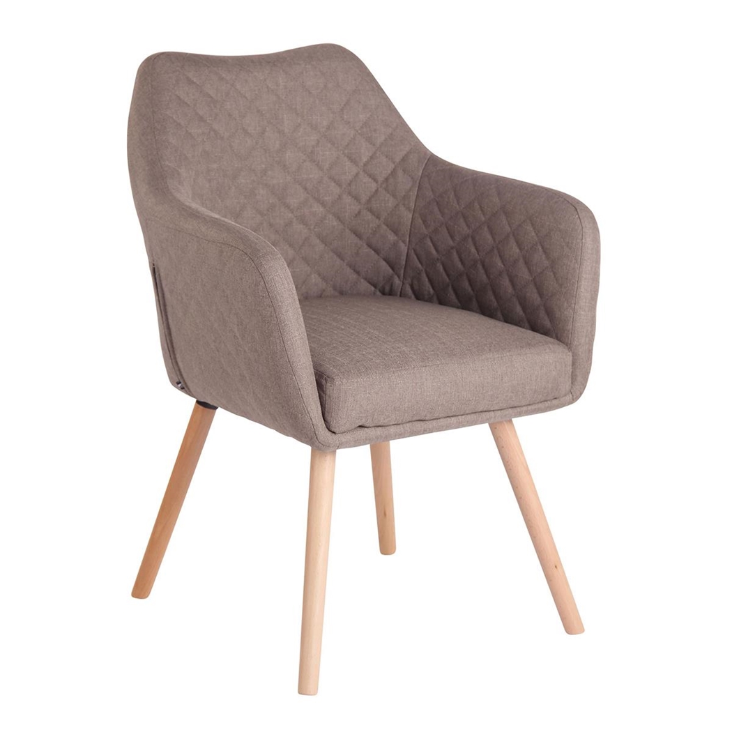 Silla de Confidente BASILEA TELA, Exclusivo Diseño con Costuras, Patas Haya, Color Gris Topo